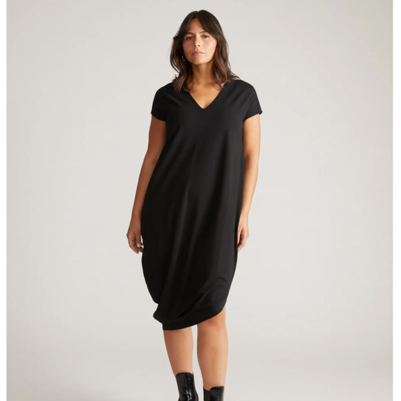 UNIVERSAL STANDARD Iconic Geneva V-Neck Midi Dress Black Sz 18/20 {U47} - Picture 1 of 5